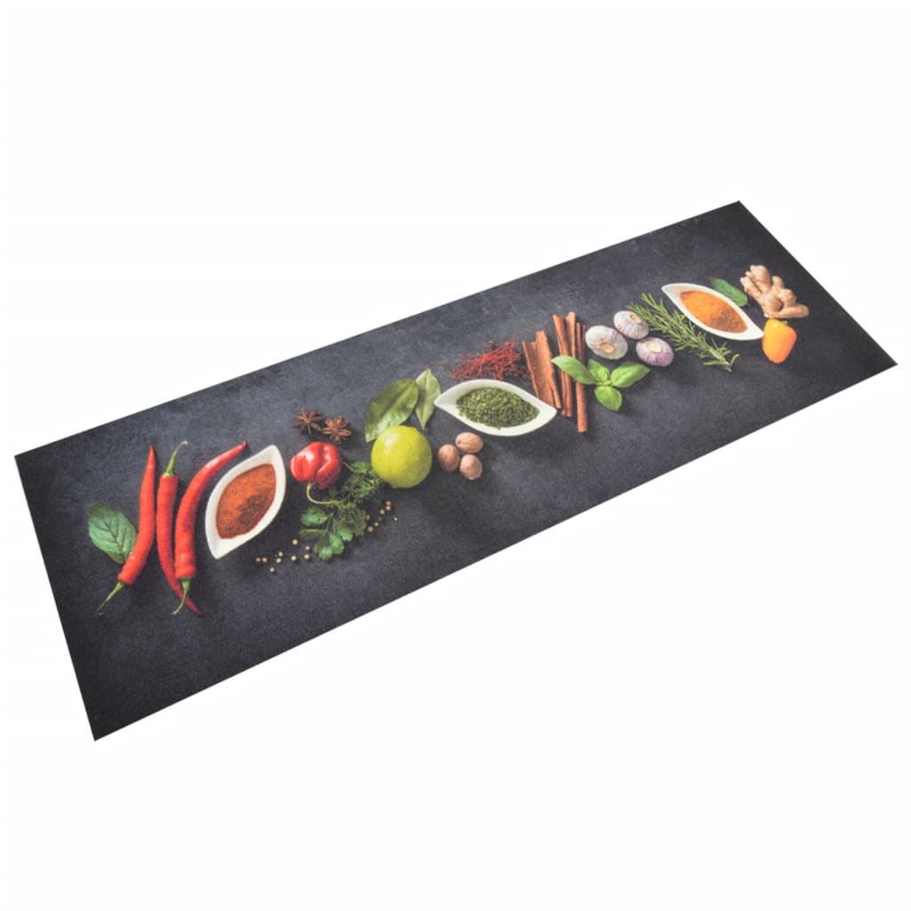 vidaXL Küchenteppich Waschbar Gewürze 45x150 cm Samt