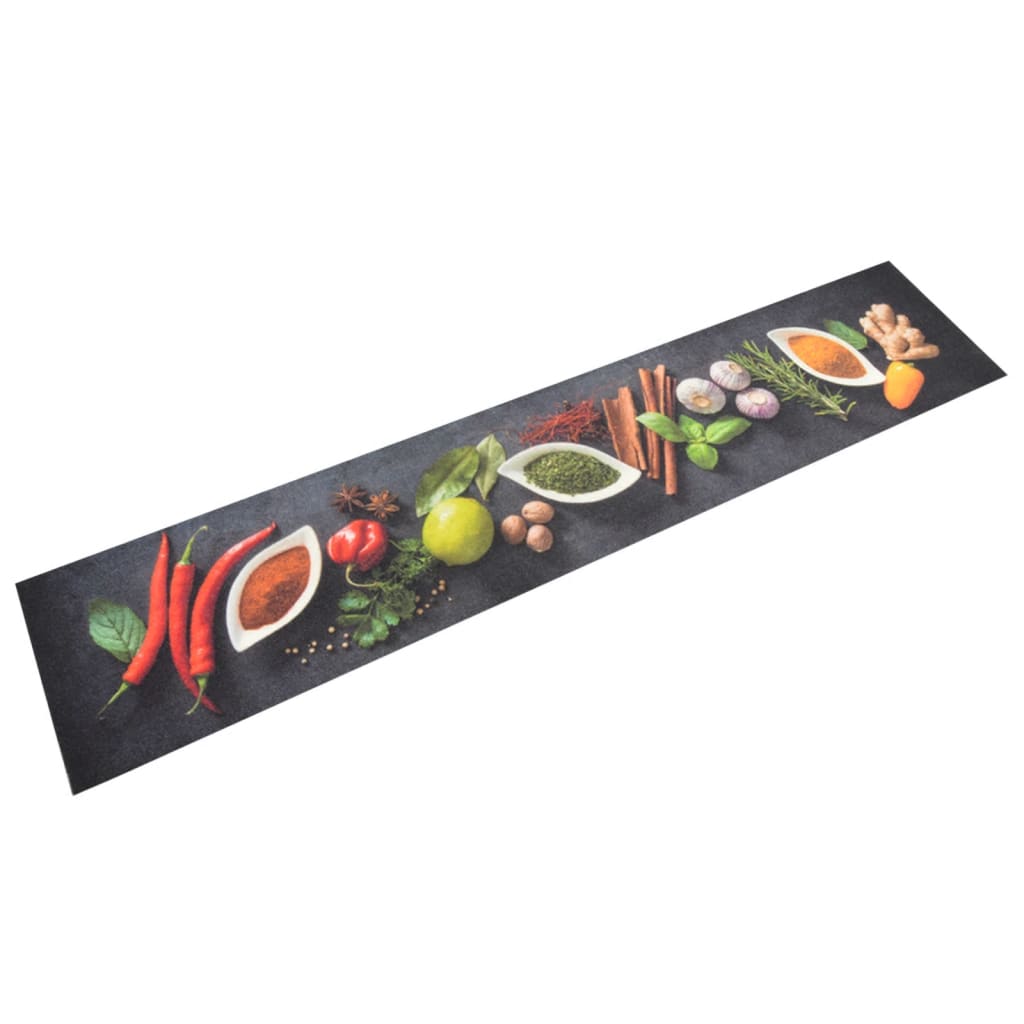 vidaXL Küchenteppich Waschbar Gewürze 45x150 cm Samt