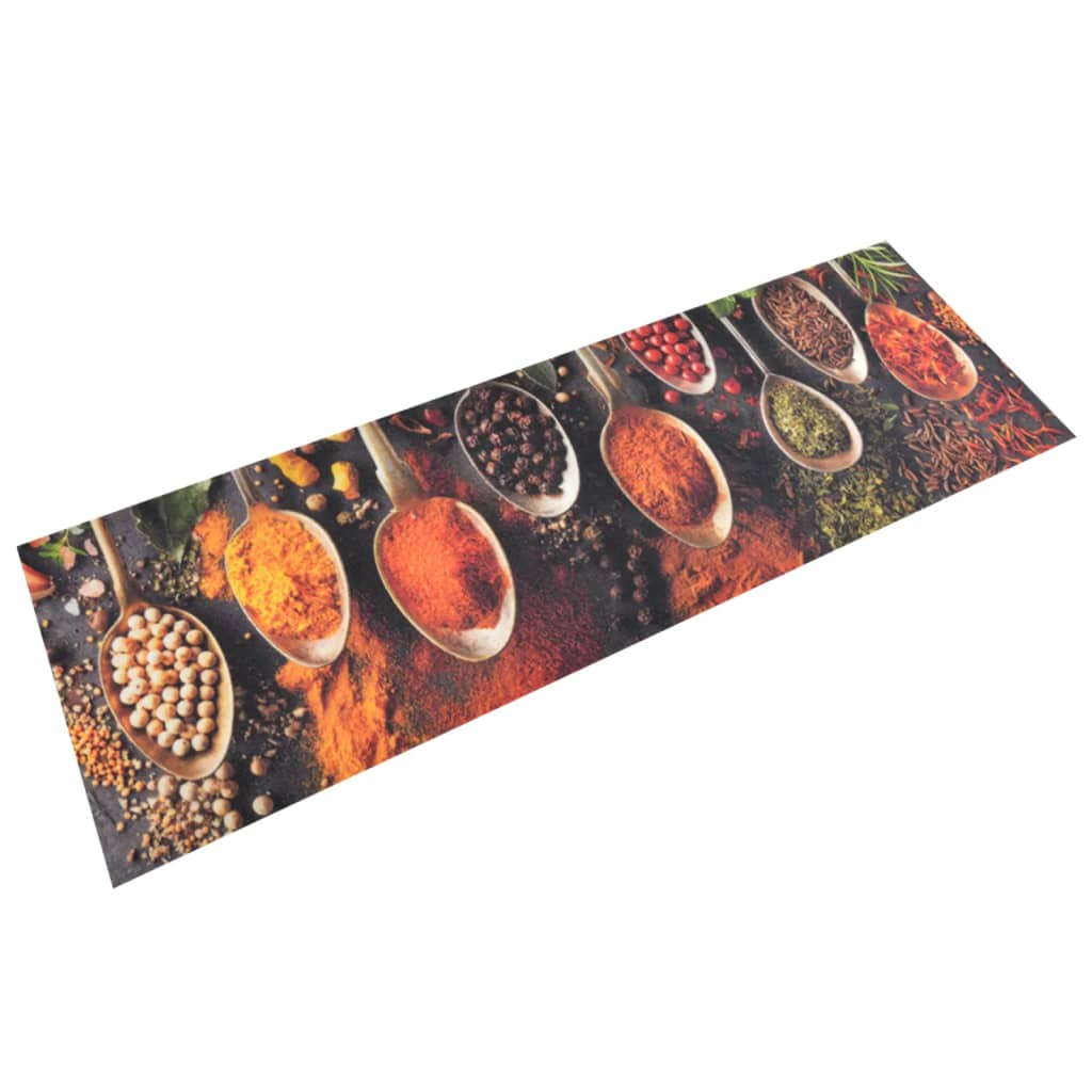 vidaXL Küchenteppich Waschbar Löffel & Gewürze 45x150 cm Samt