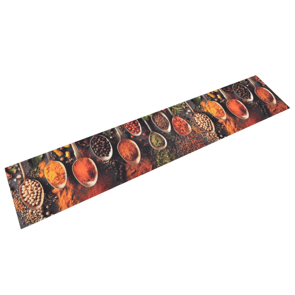 vidaXL Küchenteppich Waschbar Löffel & Gewürze 45x150 cm Samt
