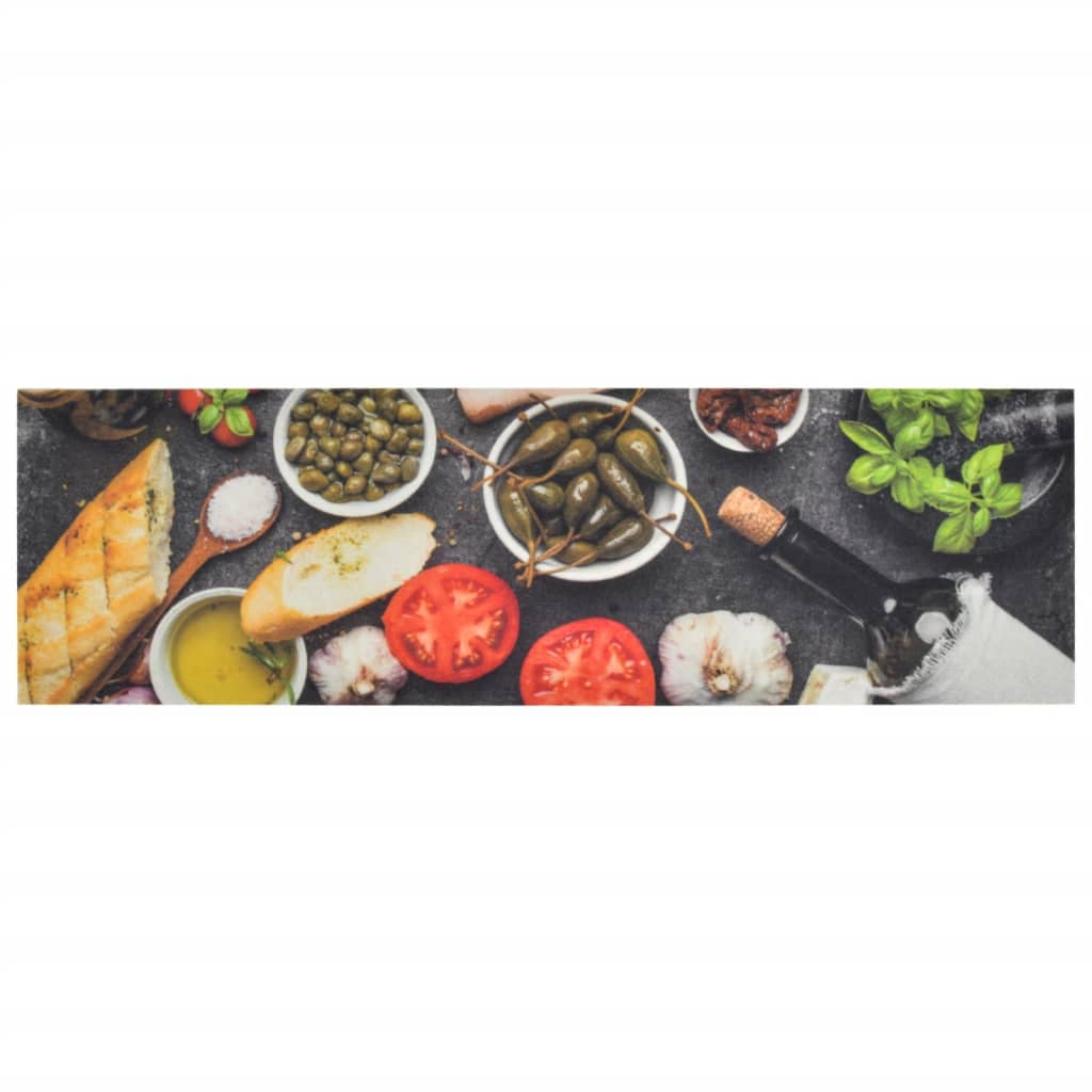 vidaXL Küchenteppich Waschbar Wein & Essen 45x150 cm Samt