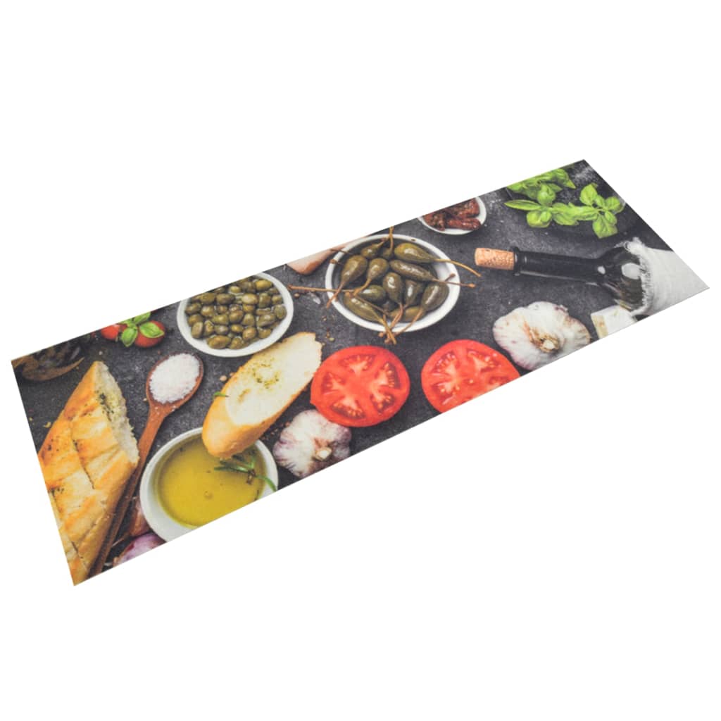vidaXL Küchenteppich Waschbar Wein & Essen 45x150 cm Samt