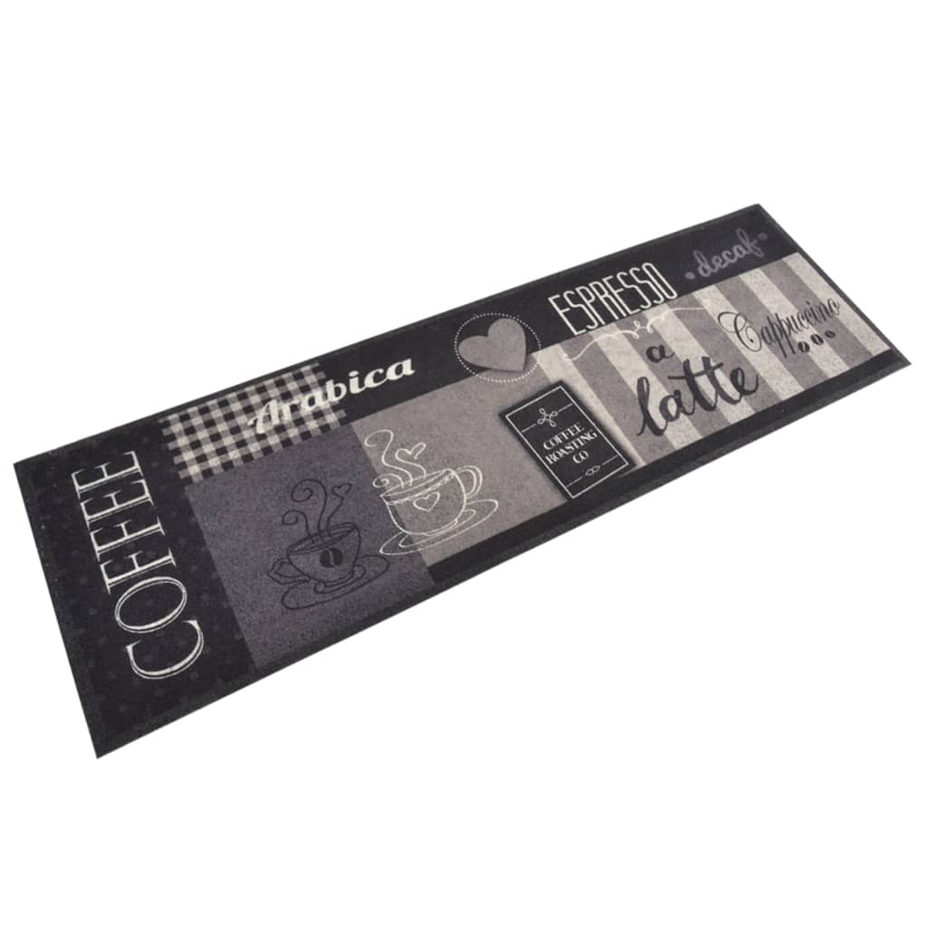 vidaXL Küchenteppich Waschbar Coffee Schwarz 45x150 cm Samt