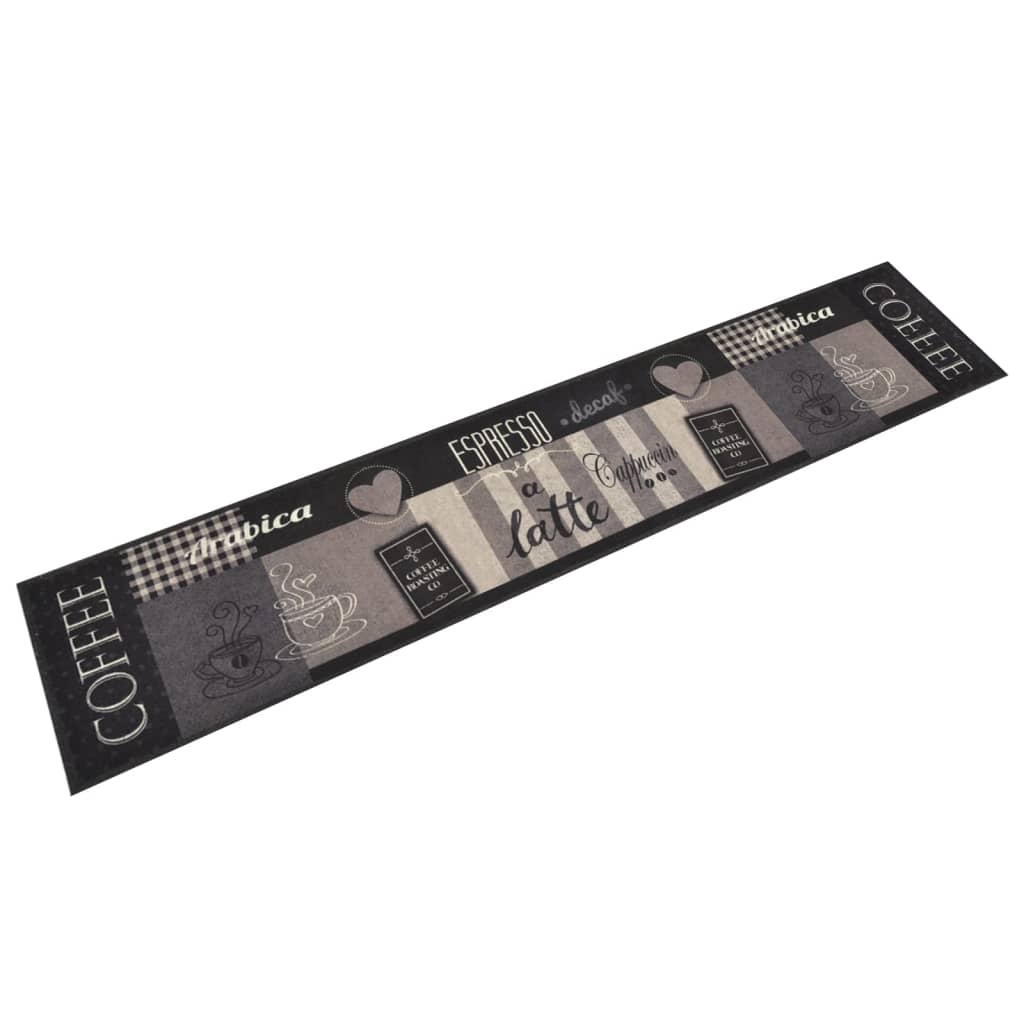 vidaXL Küchenteppich Waschbar Coffee Schwarz 45x150 cm Samt