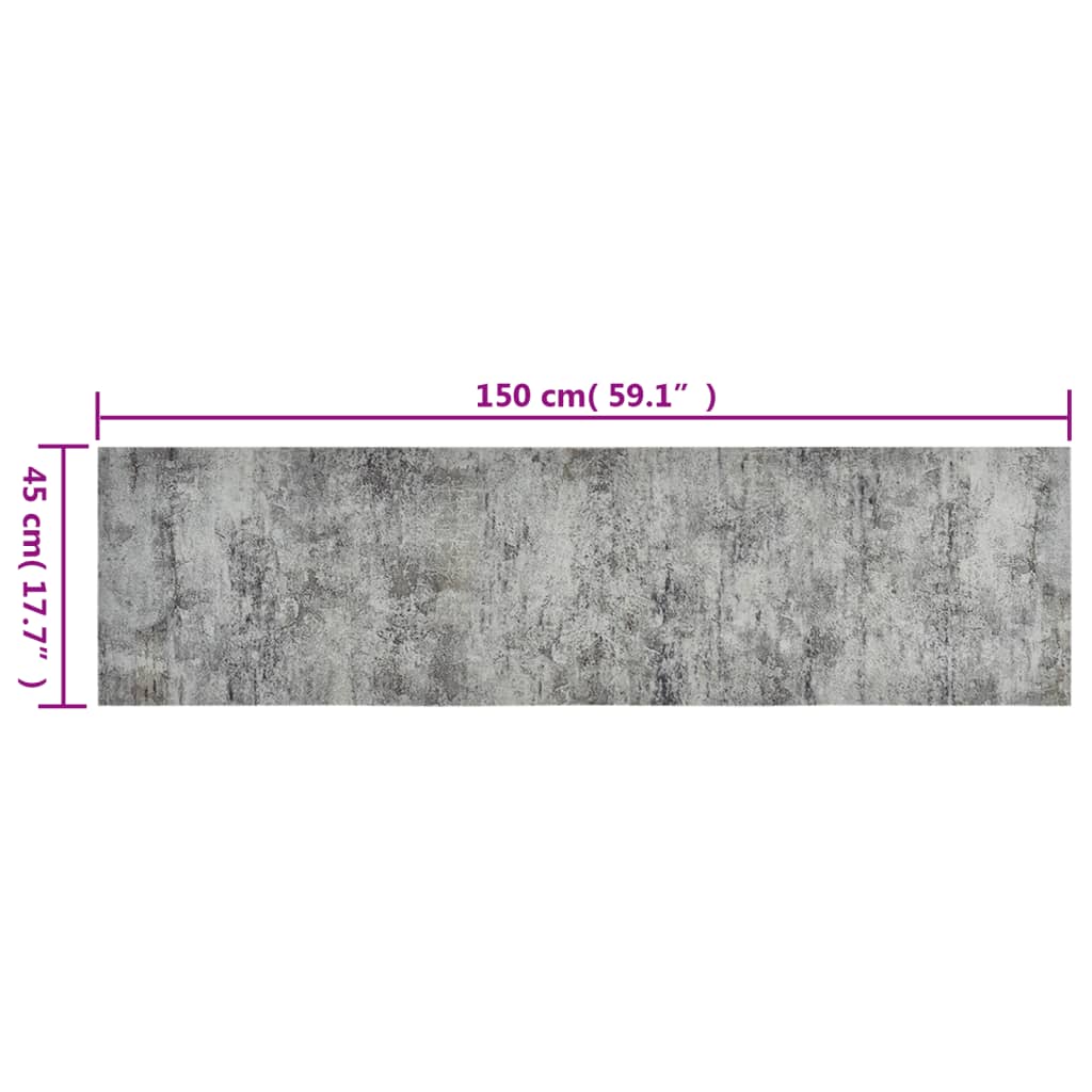 vidaXL Küchenteppich Waschbar Beton 45x150 cm Samt