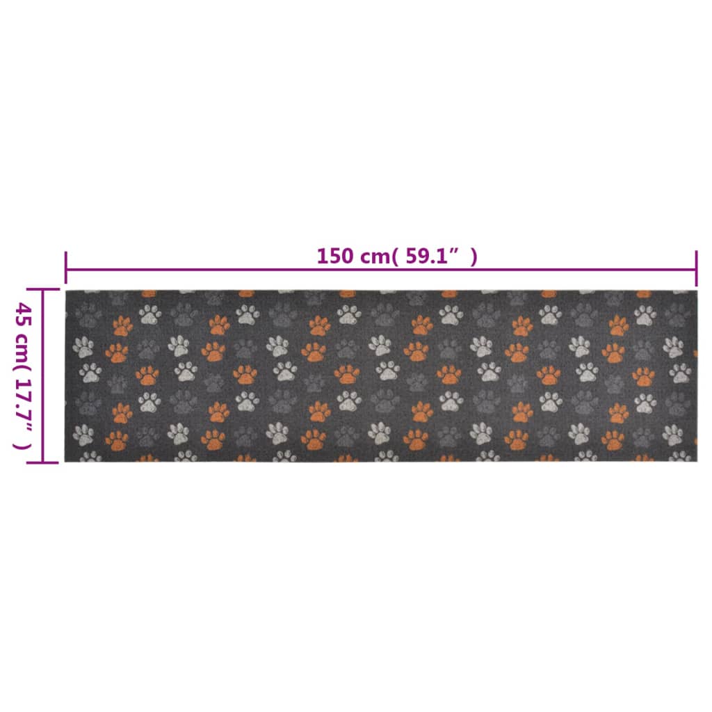 vidaXL Küchenteppich Waschbar Pfoten 45x150 cm Samt