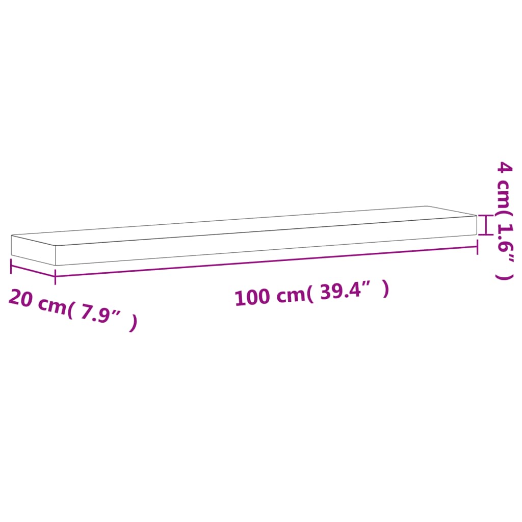 vidaXL Wandregal 100x20x4 cm Massivholz Buche