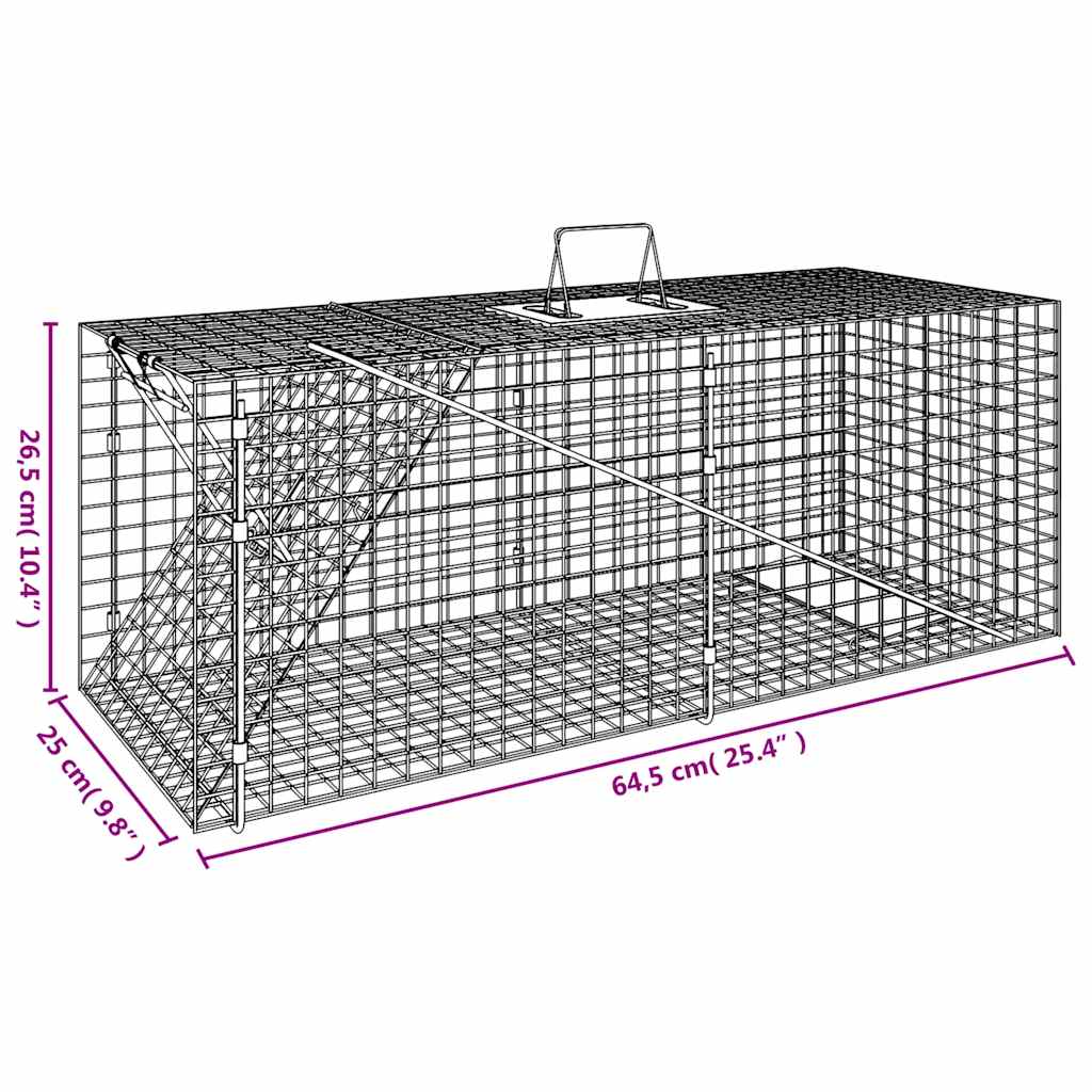 vidaXL Tierfalle 64,5 x 25 x 26,5 cm Verzinktes Eisen