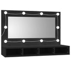 vidaXL Spiegelschrank mit LED Schwarz 90x31,5x62 cm