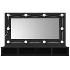 vidaXL Spiegelschrank mit LED Schwarz 90x31,5x62 cm