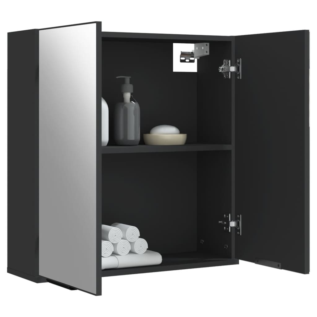 vidaXL Spiegelschrank Schwarz 64x20x67 cm Holzwerkstoff