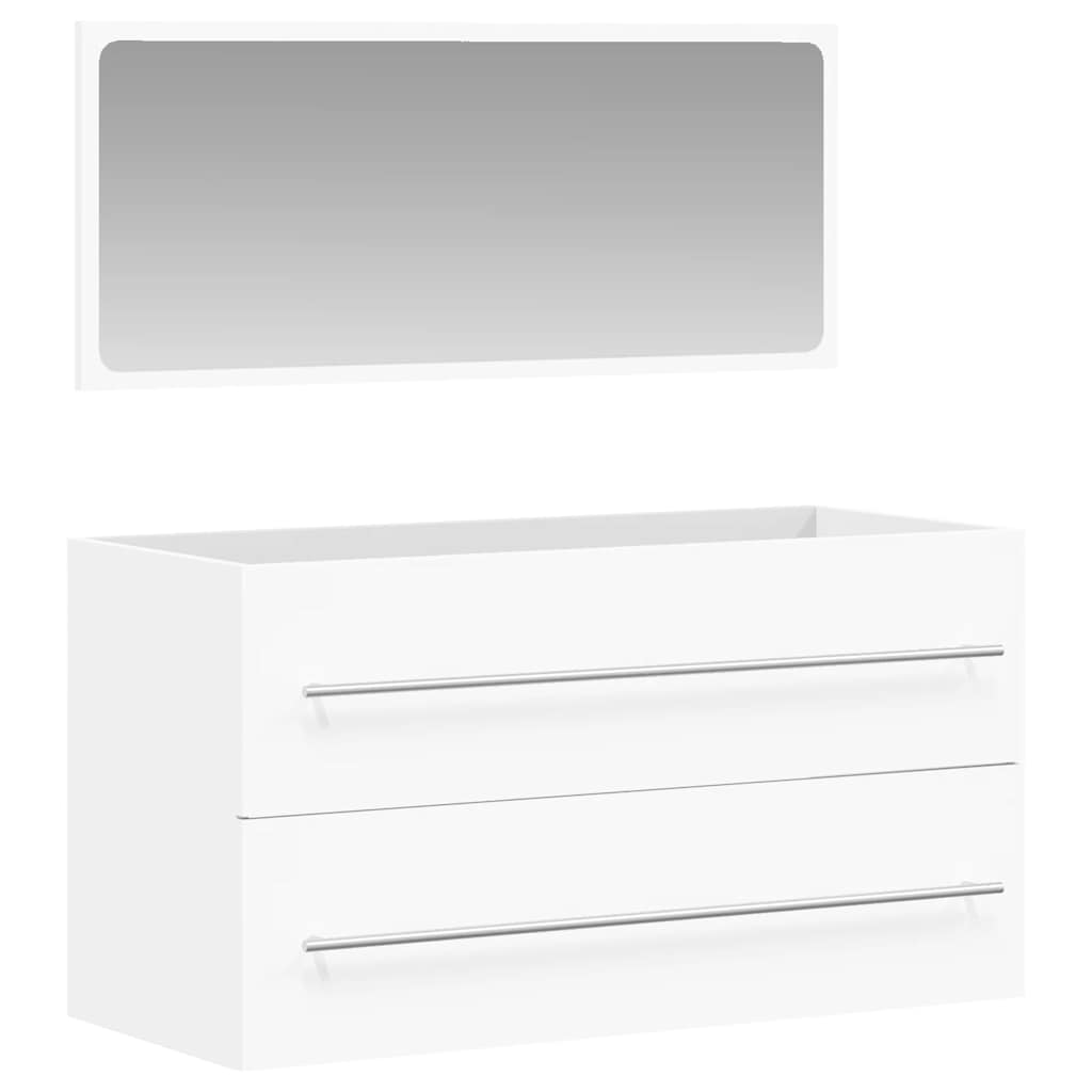 vidaXL Badschrank mit Spiegel Weiß Holzwerkstoff