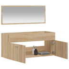 vidaXL Badschrank mit Spiegel Sonoma-Eiche Holzwerkstoff