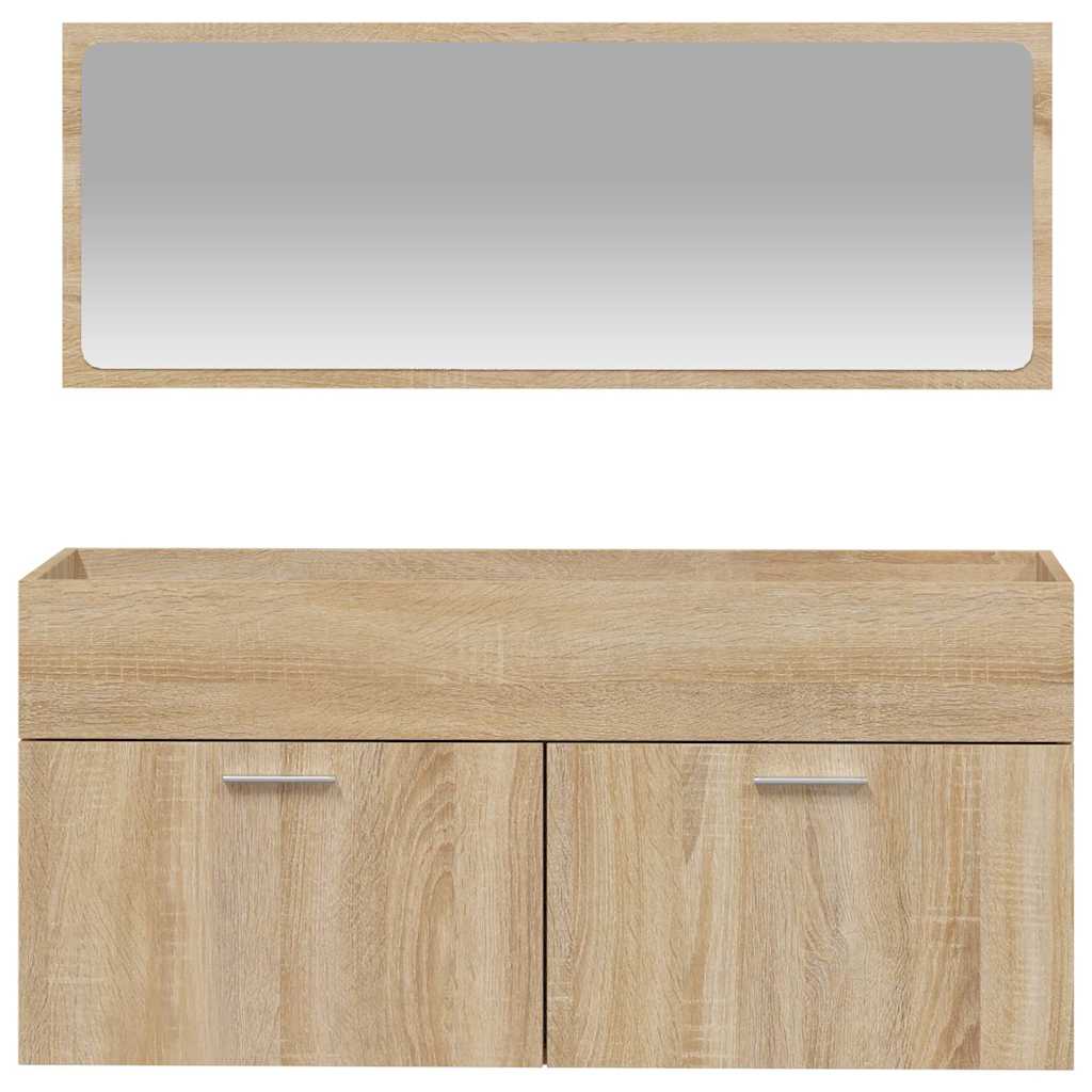 vidaXL Badschrank mit Spiegel Sonoma-Eiche Holzwerkstoff