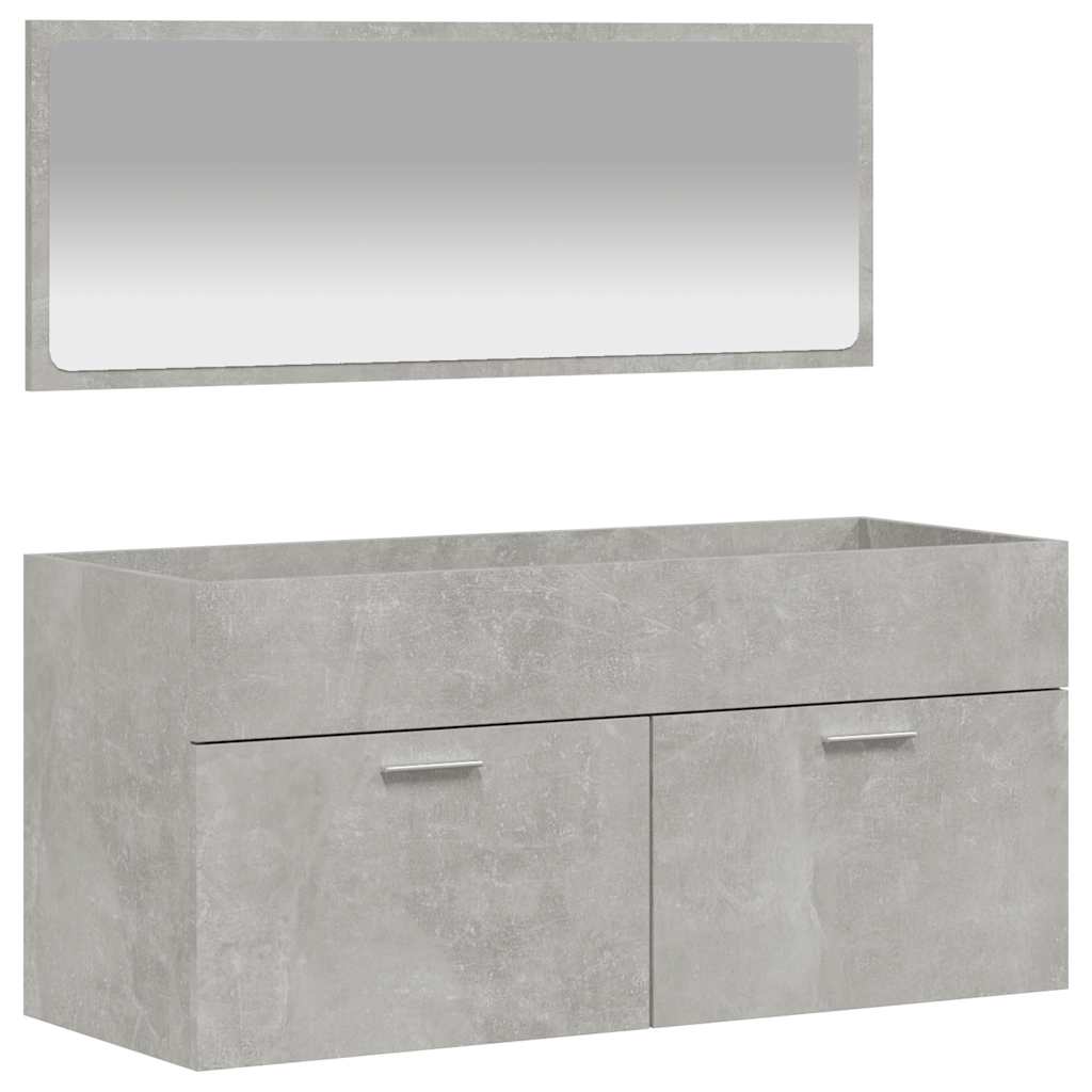 vidaXL Badschrank mit Spiegel Betongrau Holzwerkstoff