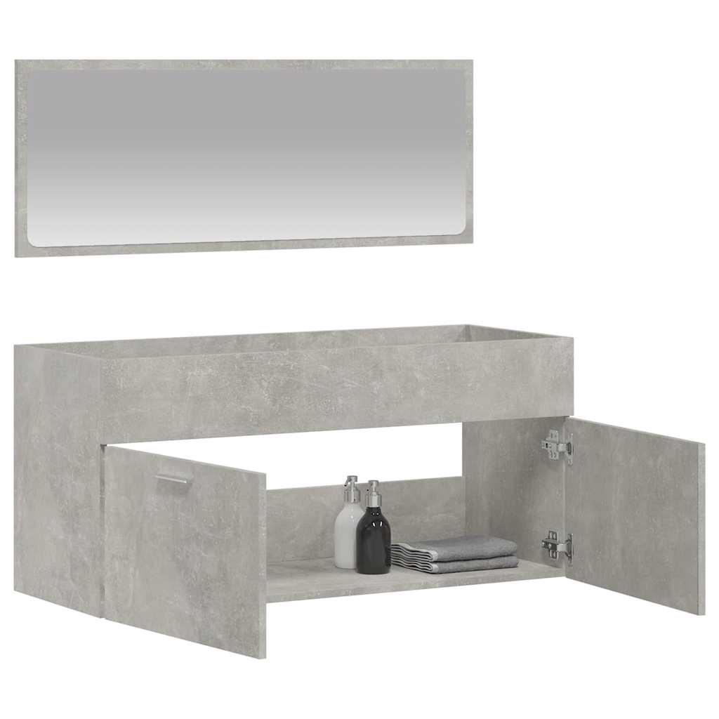 vidaXL Badschrank mit Spiegel Betongrau Holzwerkstoff