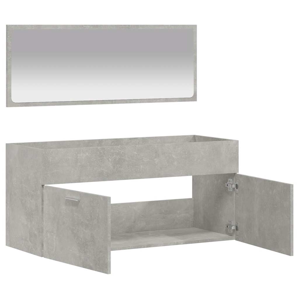vidaXL Badschrank mit Spiegel Betongrau Holzwerkstoff