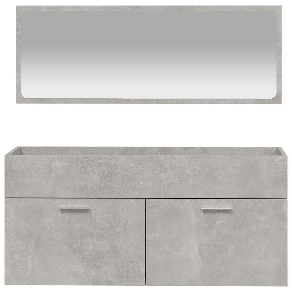 vidaXL Badschrank mit Spiegel Betongrau Holzwerkstoff
