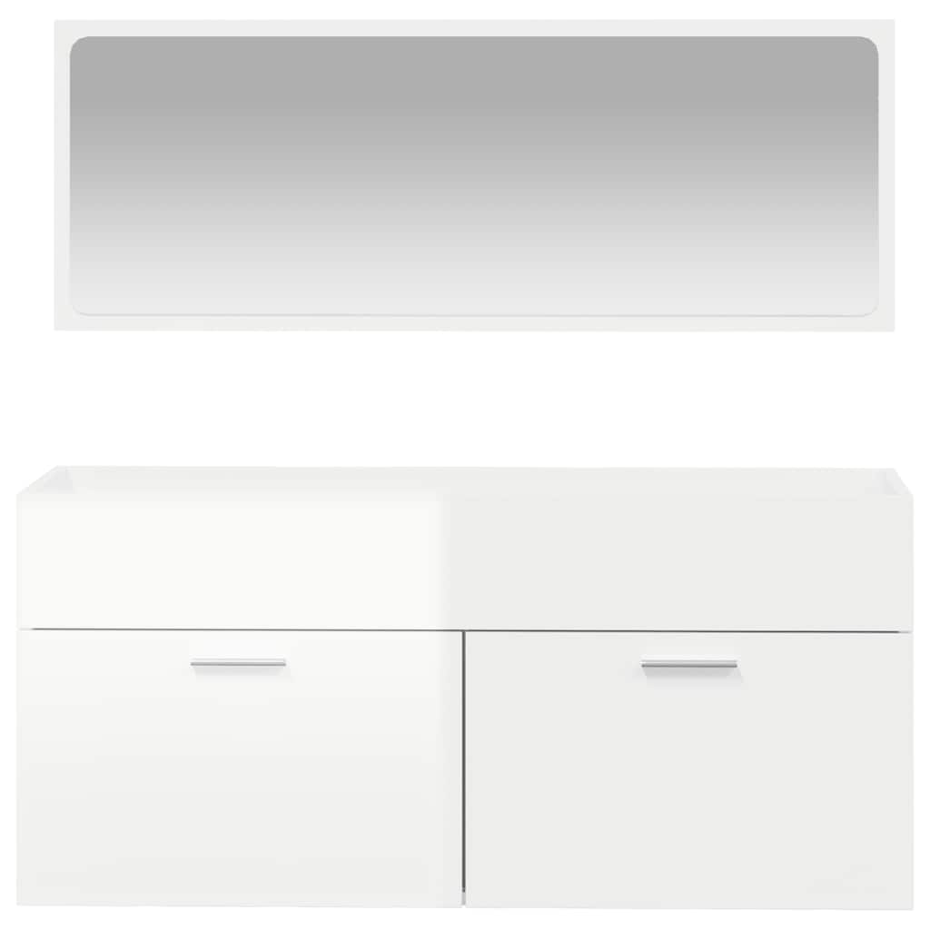 vidaXL Badschrank mit Spiegel Hochglanz-Weiß Holzwerkstoff