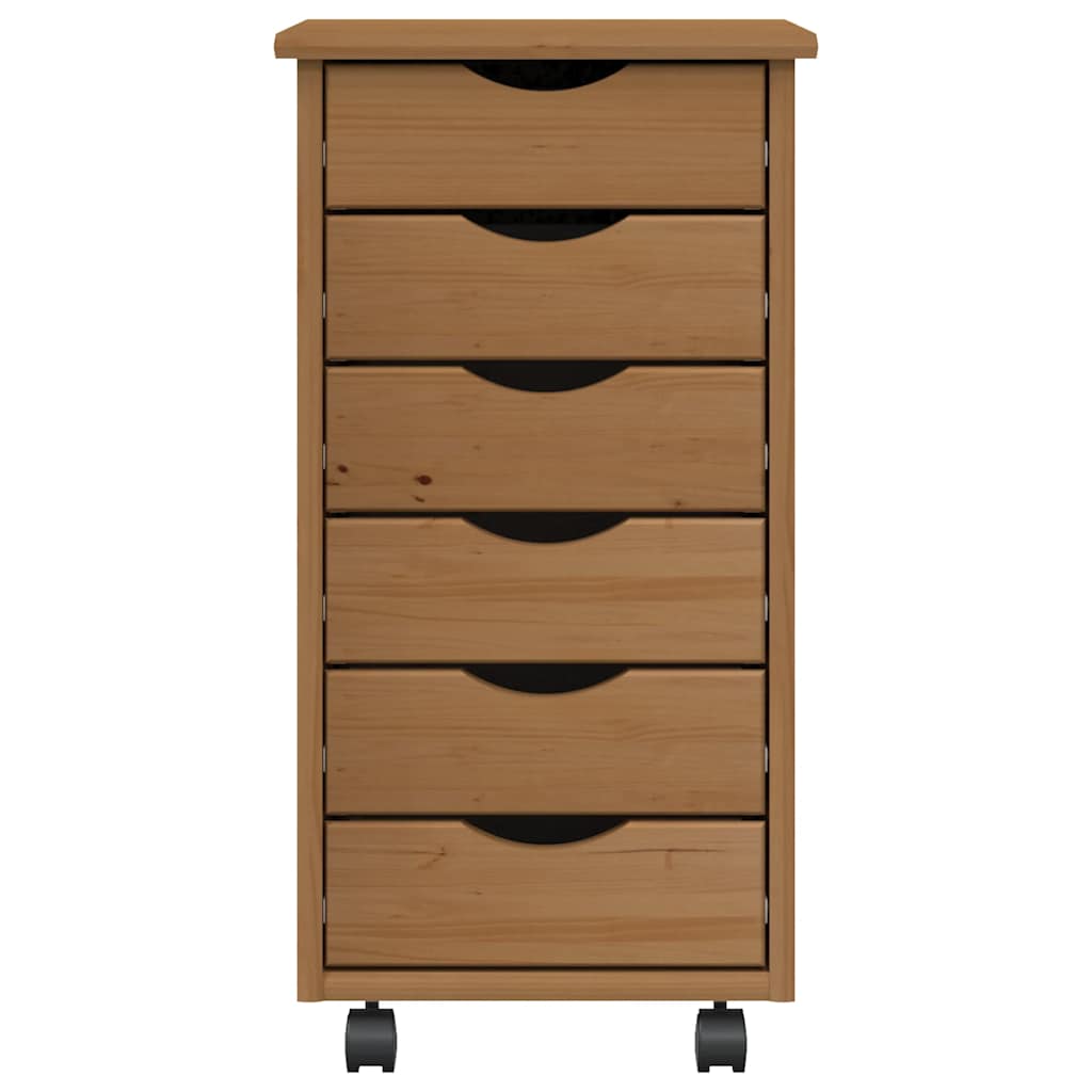 vidaXL Rollschrank mit Schubladen MOSS Honigbraun Massivholz Kiefer