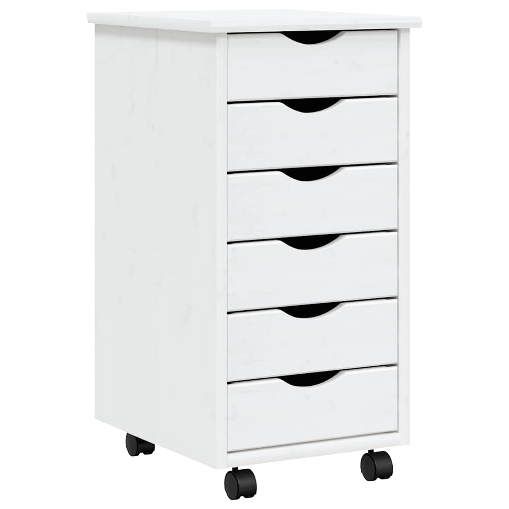 vidaXL Rollschrank mit Schubladen MOSS Weiß Massivholz Kiefer