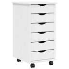 vidaXL Rollschrank mit Schubladen MOSS Weiß Massivholz Kiefer