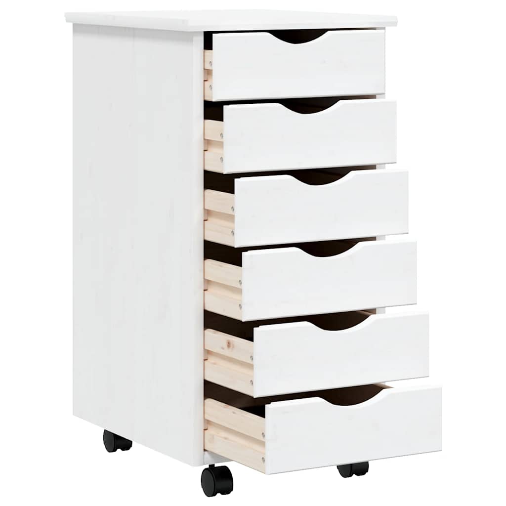 vidaXL Rollschrank mit Schubladen MOSS Weiß Massivholz Kiefer