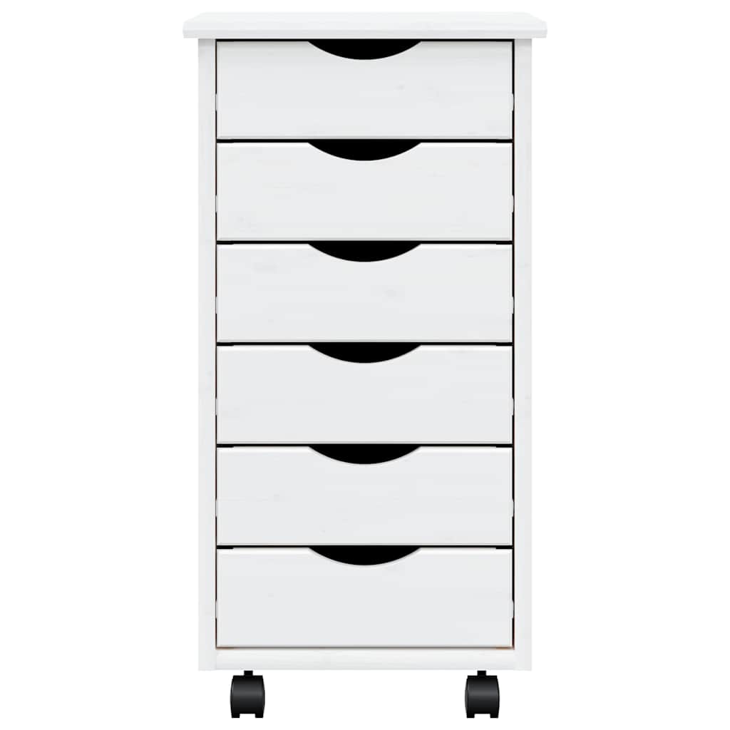 vidaXL Rollschrank mit Schubladen MOSS Weiß Massivholz Kiefer