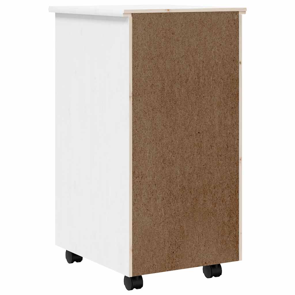 vidaXL Rollschrank mit Schubladen MOSS Weiß Massivholz Kiefer