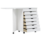 vidaXL Rollschrank mit Schreibtisch MOSS Weiß Massivholz Kiefer