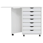 vidaXL Rollschrank mit Schreibtisch MOSS Weiß Massivholz Kiefer