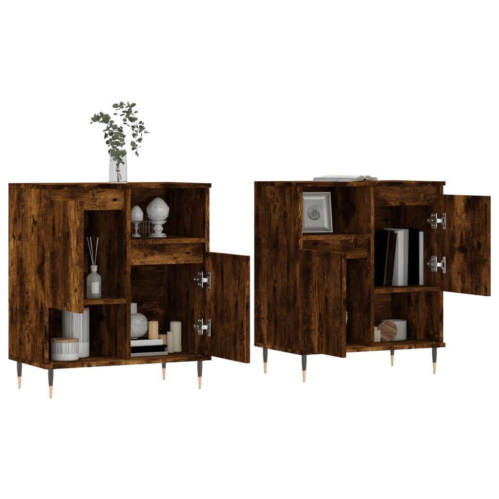 vidaXL Sideboards 2 Stk. Räuchereiche Holzwerkstoff