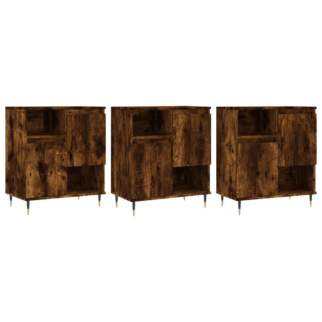 vidaXL Sideboards 3 Stk. Räuchereiche Holzwerkstoff