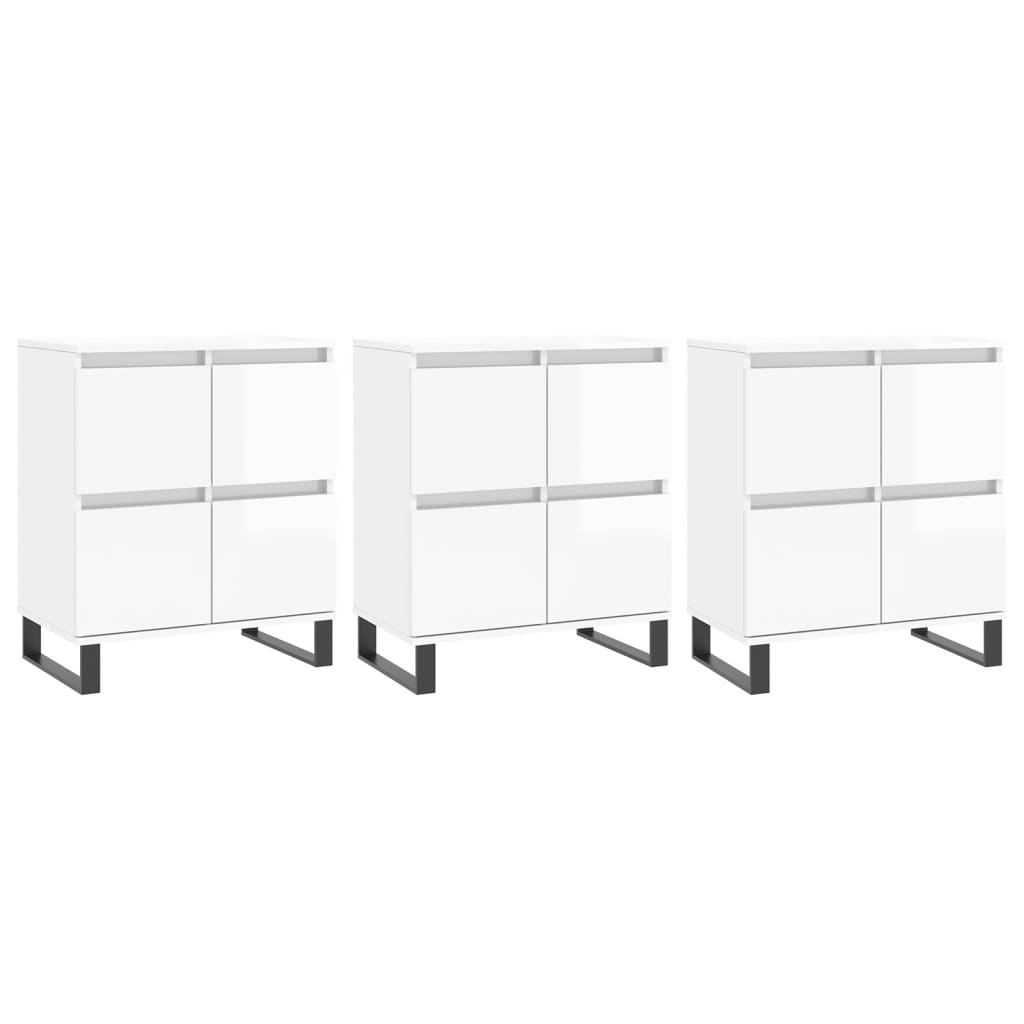 vidaXL Sideboards 3 Stk. Hochglanz-Weiß Holzwerkstoff