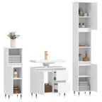 vidaXL 3-tlg. Badmöbel-Set Weiß Holzwerkstoff