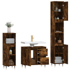vidaXL 3-tlg. Badmöbel-Set Räuchereiche Holzwerkstoff