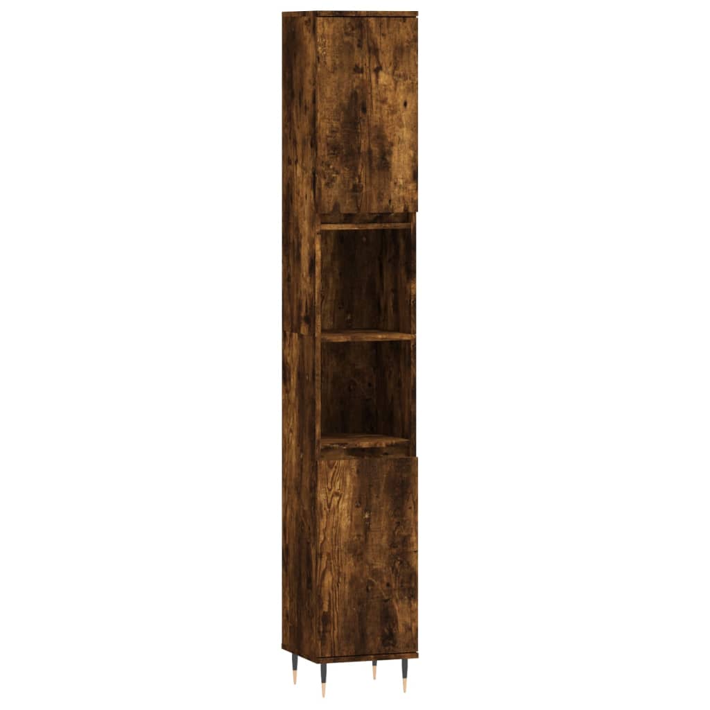 vidaXL 3-tlg. Badmöbel-Set Räuchereiche Holzwerkstoff