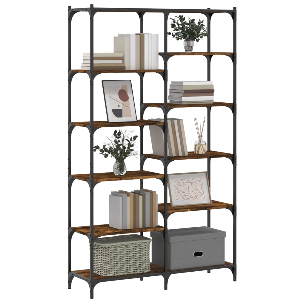 vidaXL Bücherregal Räuchereiche 100x32x170 cm Holzwerkstoff und Eisen