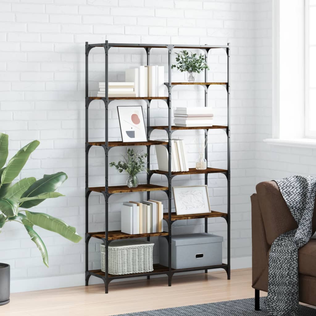 vidaXL Bücherregal Räuchereiche 100x32x170 cm Holzwerkstoff und Eisen