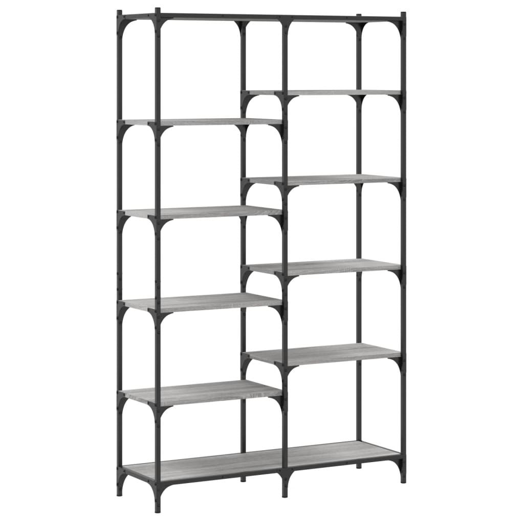 vidaXL Bücherregal Grau Sonoma 100x32x170 cm Holzwerkstoff und Eisen