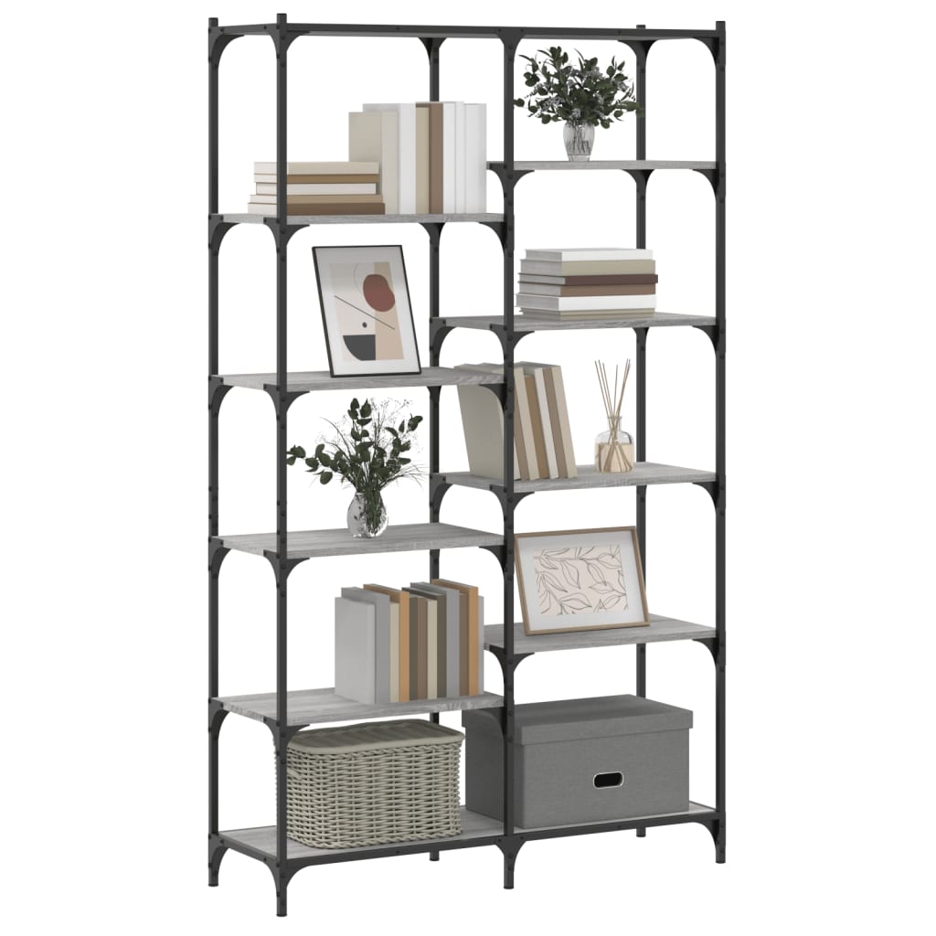 vidaXL Bücherregal Grau Sonoma 100x32x170 cm Holzwerkstoff und Eisen