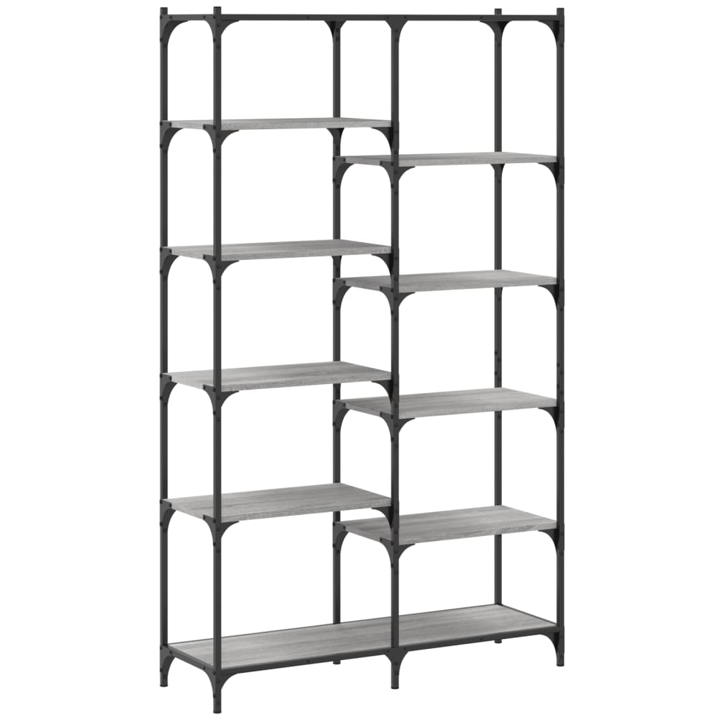 vidaXL Bücherregal Grau Sonoma 100x32x170 cm Holzwerkstoff und Eisen