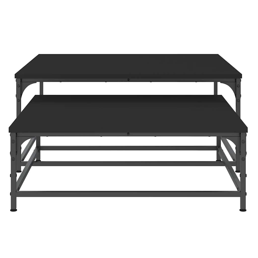 vidaXL Satztische 2 Stk. Schwarz Holzwerkstoff