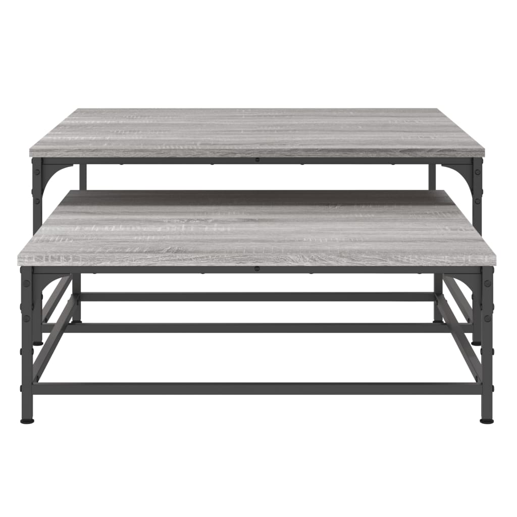 vidaXL Satztische 2 Stk. Grau Sonoma Holzwerkstoff
