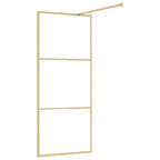 vidaXL Duschwand für Begehbare Dusche mit ESG Klarglas Golden 80x195cm