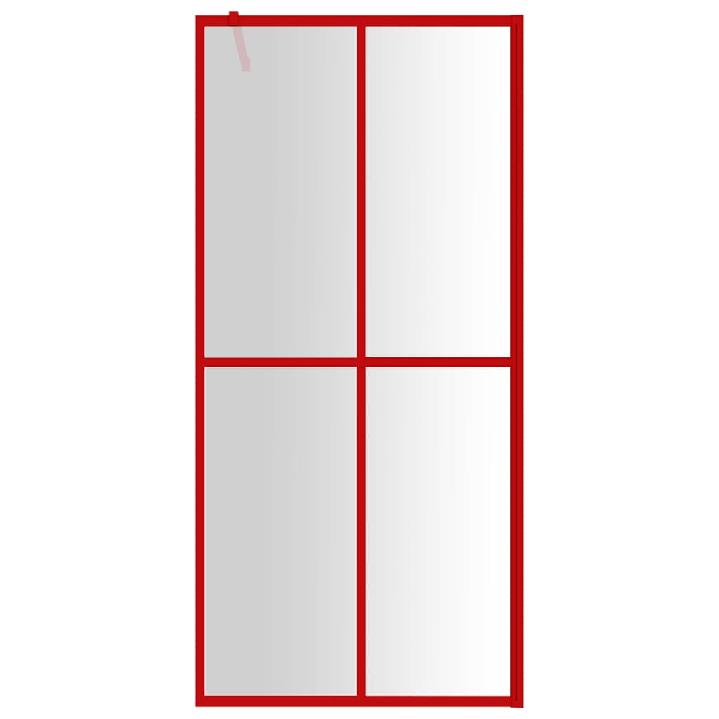 vidaXL Duschwand für Begehbare Dusche mit ESG Klarglas Rot 100x195 cm
