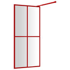 vidaXL Duschwand für Begehbare Dusche mit ESG Klarglas Rot 100x195 cm