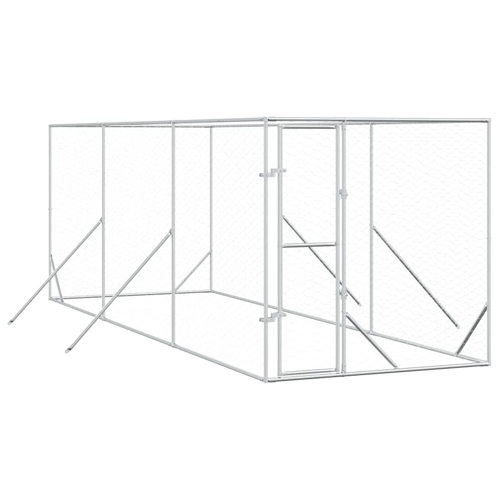 vidaXL Outdoor-Hundezwinger Silbern 2x6x2 m Verzinkter Stahl