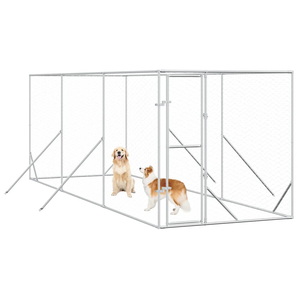 vidaXL Outdoor-Hundezwinger Silbern 2x6x2 m Verzinkter Stahl