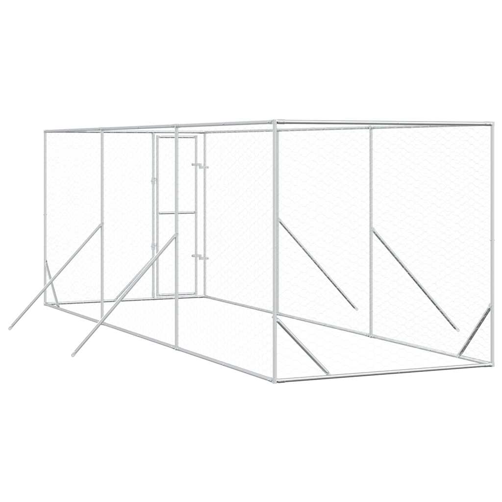 vidaXL Outdoor-Hundezwinger Silbern 2x6x2 m Verzinkter Stahl